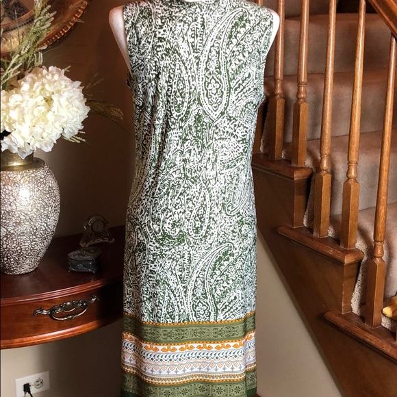 MSK Green and orange tropical dress size medium - Picture 3 of 3